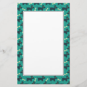 Cute Dog Pattern met Bone on Green Background Briefpapier