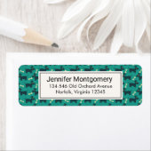 Cute Dog Pattern met Bone on Green Background Etiket (Insitu)