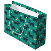 Cute Dog Pattern met Bone on Green Background Large Cadeautasje (Voorkant Gekanteld)