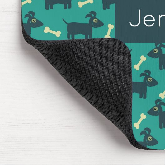 Cute Dog Pattern met Bone on Green Background Muismat (Hoek)