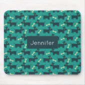Cute Dog Pattern met Bone on Green Background Muismat (Voorkant)