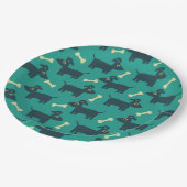 Cute Dog Pattern met Bone on Green Background Papieren Bordje (Gekanteld)