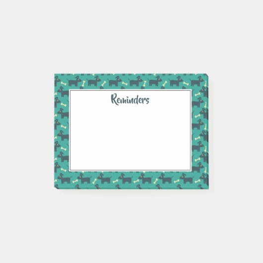 Cute Dog Pattern met Bone on Green Background Post-it® Notes (Voorkant)
