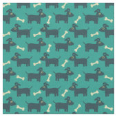 Cute Dog Pattern met Bone on Green Background Stof (Close Up)