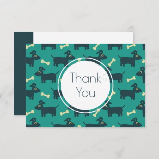 Cute Dog Pattern met diskettestations & Bone Danku Bedankkaart (Voorkant / Achterkant)