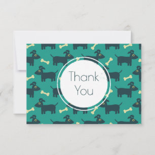 Cute Dog Pattern met diskettestations & Bone Danku Bedankkaart