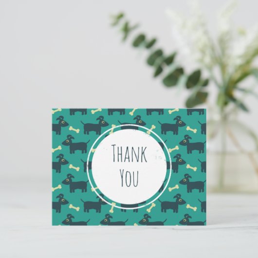 Cute Dog Pattern met diskettestations & Bone Danku Briefkaart (Staand voorkant)