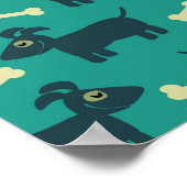 Cute Dog Pattern met diskettestoren en beenmonogra Poster (Hoek)
