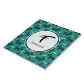 Cute Dog Pattern met diskettestoren en Bone Custom Tegeltje (Zijkant)