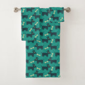 Cute Dog Pattern met diskettestoren en bot Bad Handdoek (Insitu)