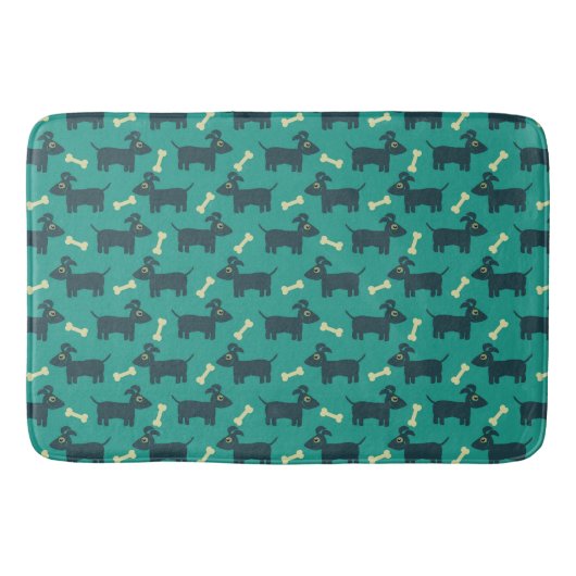 Cute Dog Pattern met diskettestoren en bot Badmat (Voorkant)