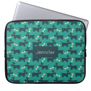 Cute Dog Pattern met diskettestoren en bot Laptop Sleeve