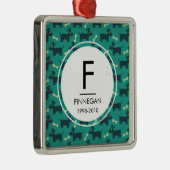 Cute Dog Pattern met diskettestoren en bot Metalen Ornament (Rechts)