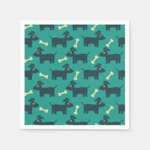 Cute Dog Pattern met diskettestoren en bot Servetten