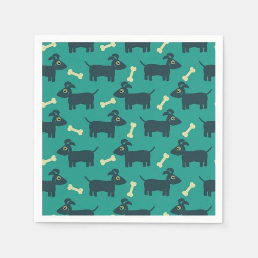 Cute Dog Pattern met diskettestoren en bot Servetten (Voorkant)