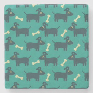 Cute Dog Pattern met diskettestoren en bot Stenen Onderzetter
