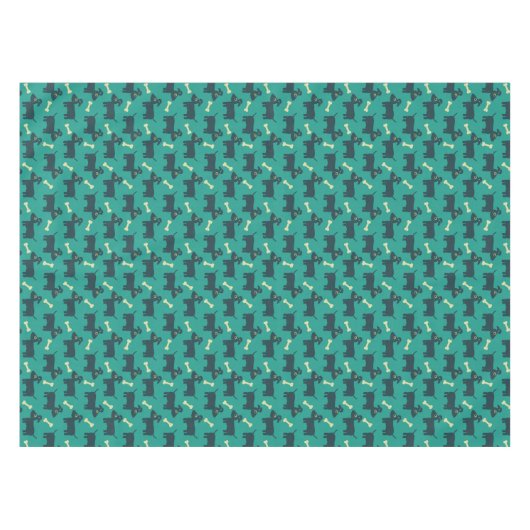 Cute Dog Pattern met diskettestoren en bot Tafelkleed (Voorkant (Horizontaal))
