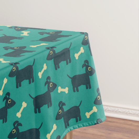 Cute Dog Pattern met diskettestoren en bot Tafelkleed (Voorbeeld)