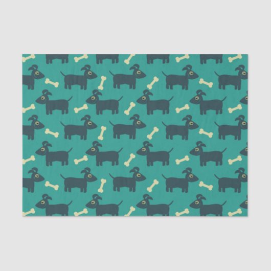 Cute Dog Pattern met diskettestoren en bot Tissuepapier (Voorkant)
