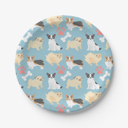 Cute Dog Pattern Papieren Bordje (Voorkant)