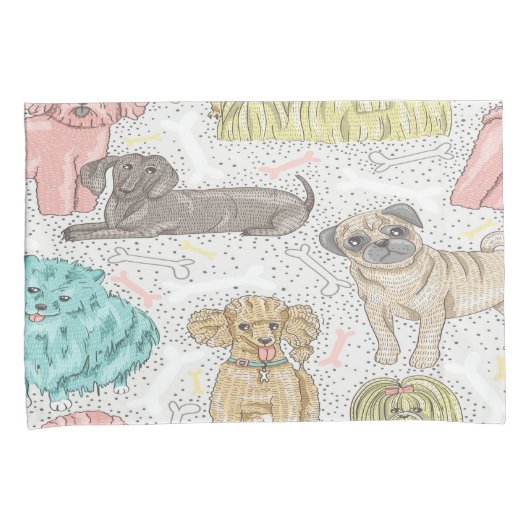 Cute Dog Pattern Pillow Hoesjes Kussensloop (Voorkant-Rechts)