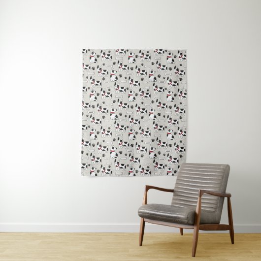 Cute Dog Pattern tapestry Wandkleed (In situ)