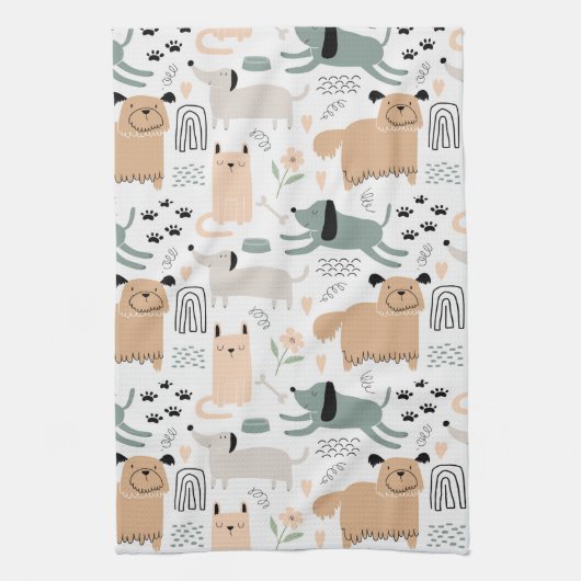 Cute Dog Pattern Theedoek (Verticaal)