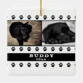 Cute Dog Paw 2 Photo Collage Kerstkeepslag Keramisch Ornament (Achterkant)