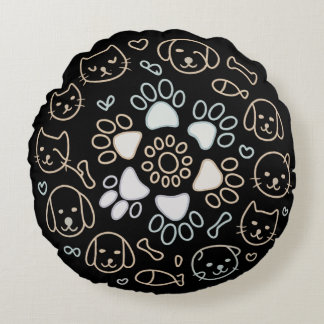 Cute Dog Paw Mandala Rond Kussen