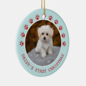 Cute Dog Paw Prins Lijst Kerstmis Keramisch Ornament (Rechts)