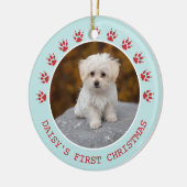Cute Dog Paw Prins Lijst Kerstmis Keramisch Ornament (Links)