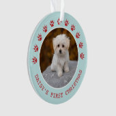 Cute Dog Paw Prins Lijst Kerstmis Ornament (voorkant)