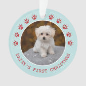 Cute Dog Paw Prins Lijst Kerstmis Ornament (voorkant)