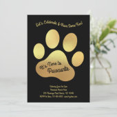 Cute Dog Paw Print Kinder 1e verjaardag Gold Black Kaart (Staand voorkant)
