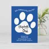 Cute Dog Paw Print Kinder 1st Birthday Party Kaart (Staand voorkant)