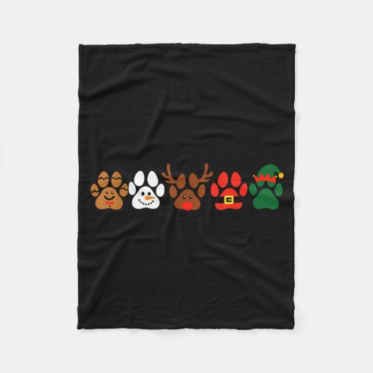 Cute Dog Paw Print Santa Elf Christmas Character H Fleece Deken (Voorkant)