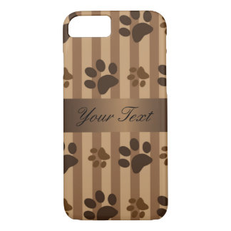Cute Dog Paw Prints Brown iPhone 7 Hoesje