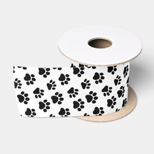 Cute Dog Paw Prints for Hondenliefhebbers V01 BLAC Satijnen Lint