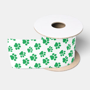 Cute Dog Paw Prints for Hondenliefhebbers V08 GREE Satijnen Lint