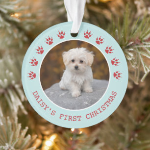 Cute Dog Paw Prints Lijst Kerstmis Ornament