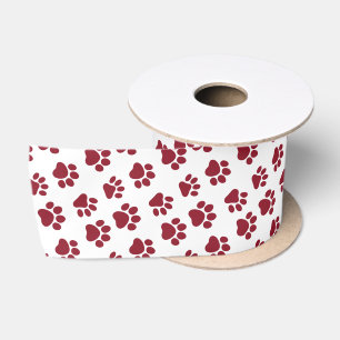 Cute Dog Paw Prints voor Hondenliefhebbers V12 MAR Satijnen Lint
