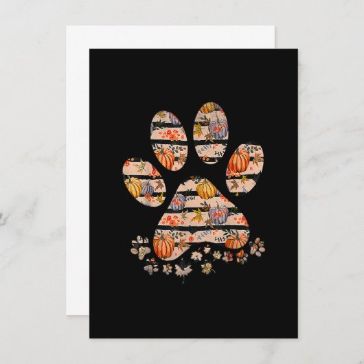 Cute Dog Paw Pumpkin Herfst Autumn Thanksgiving Do Kaart (Voorkant / Achterkant)