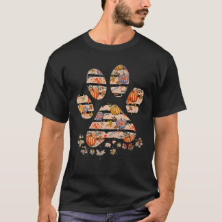 Cute Dog Paw Pumpkin Herfst Autumn Thanksgiving Do T-shirt