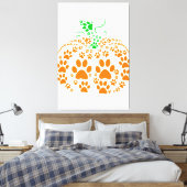 Cute Dog Paw Pumpkin Hondenliefhebber Gifts Hallow Canvas Afdruk (Insitu (Slaapkamer))