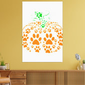 Cute Dog Paw Pumpkin Hondenliefhebber Gifts Hallow Canvas Afdruk (Insitu (Woonkamer))