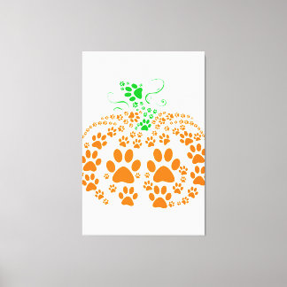 Cute Dog Paw Pumpkin Hondenliefhebber Gifts Hallow Canvas Afdruk