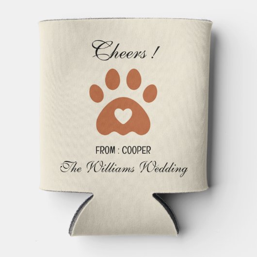 Cute Dog Paw Wedding Blikjeskoeler (Voorkant)
