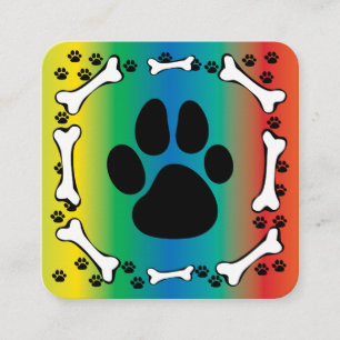 Cute Dog Paws and Botten Pet Service Rainbow Color Vierkante Visitekaartje