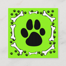 Cute Dog Paws and Botten Pet Service Vierkante Visitekaartje