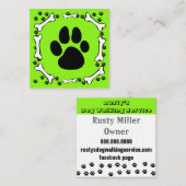 Cute Dog Paws and Botten Pet Service Vierkante Visitekaartje (Voorkant / Achterkant)
